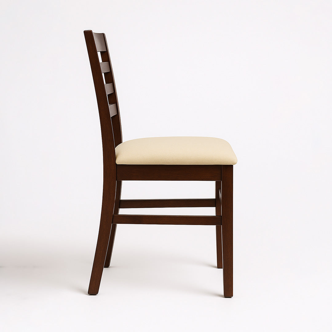 Sheesham Wood Dining Chair with Cushion | Dark Walnut Finish | Handcrafted Wooden Furniture