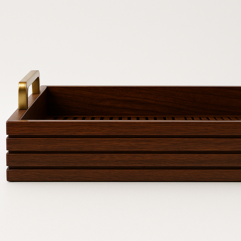 Sagwan  Rectangular Designer Tray with Brass Detailing