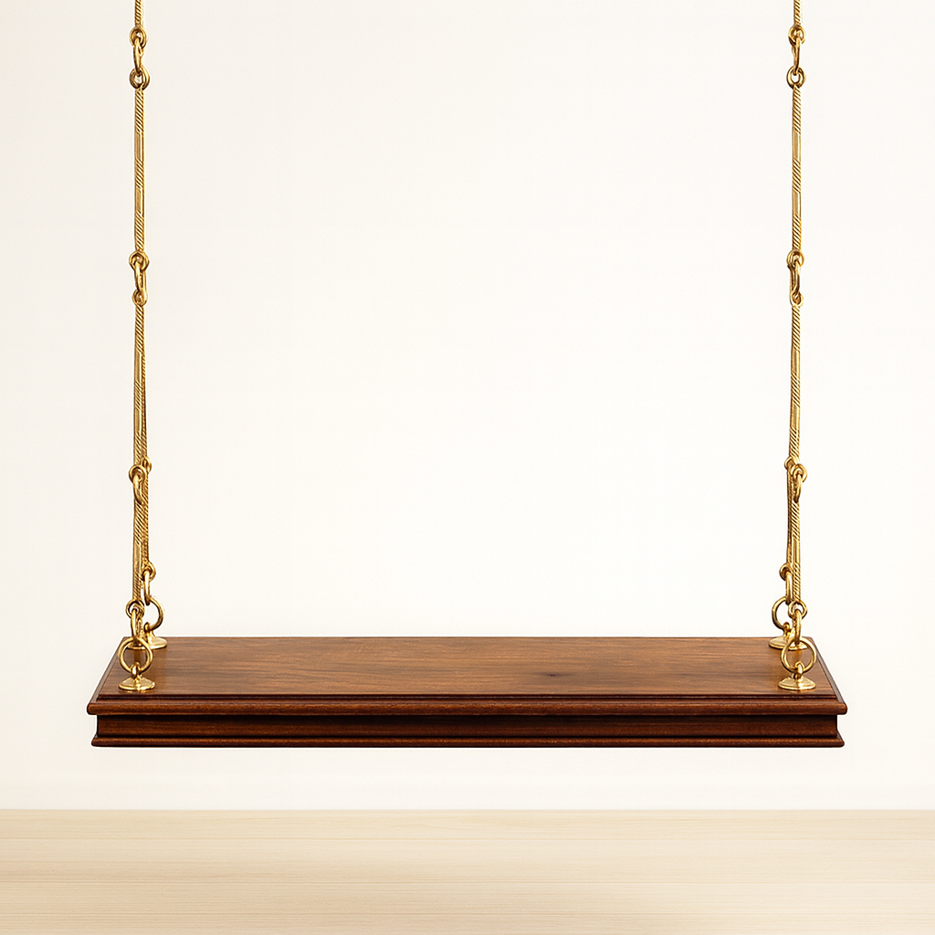 Wooden Swing for Home | Saagvan Wood | Brass Chains | Natural Finish