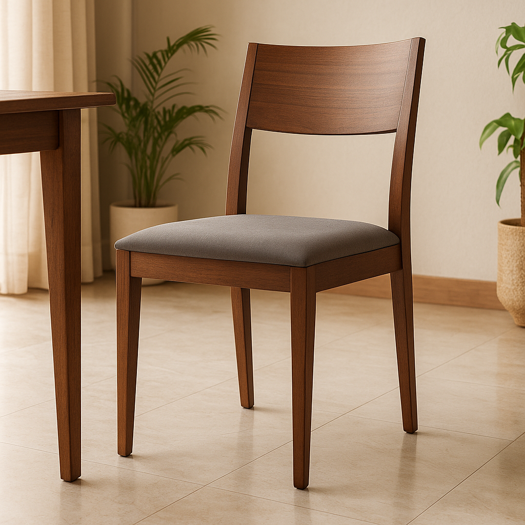 Sagwan Solid Wood Modern Dining Chair with Cushion | Handcrafted Wooden Furniture