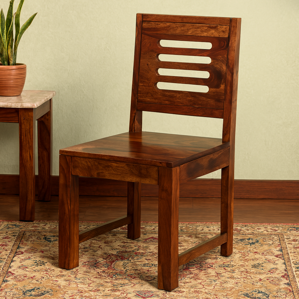Premium Sagwan Wooden Dining Chair | Teak Finish Dining Room Chair