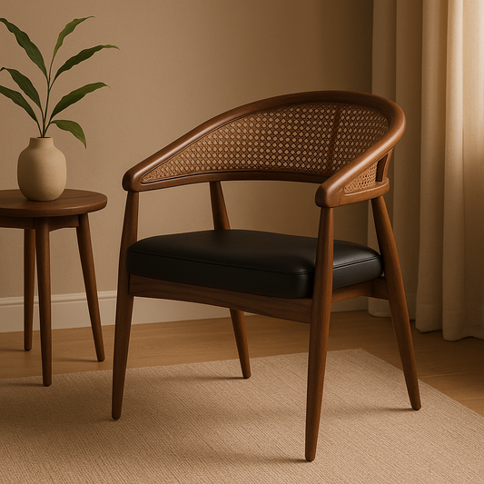 Sagwan Modern Accent Chair | Walnut Finish | soft Cushioning